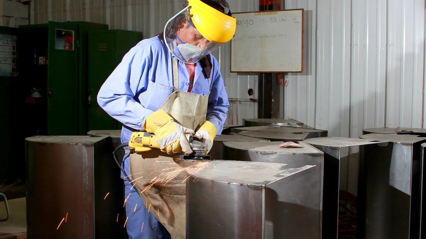 Steel fabrication of fire-protection equipment at the Albilad workshop